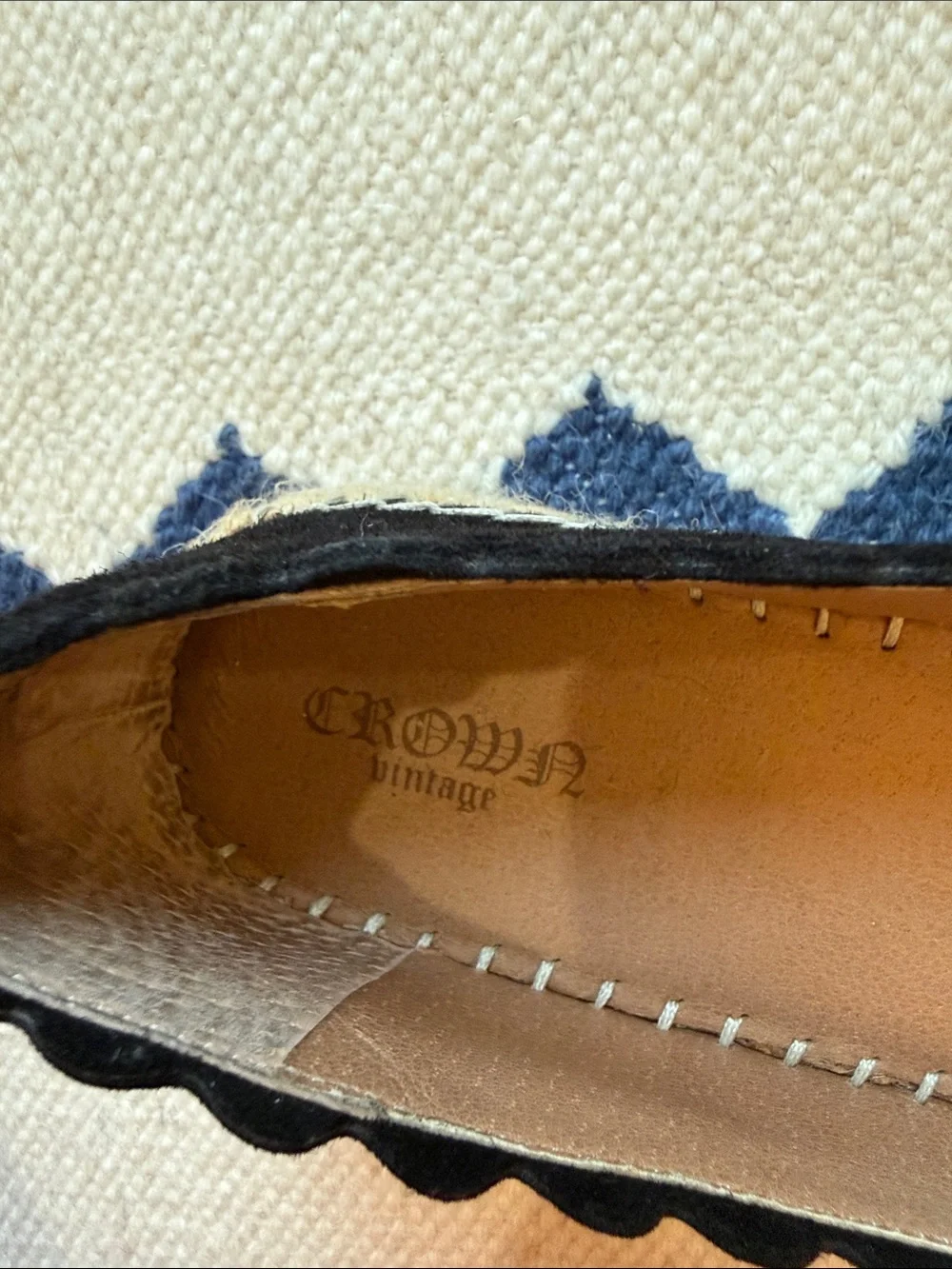 Crown Vintage Black Scalloped Espadrille Flats